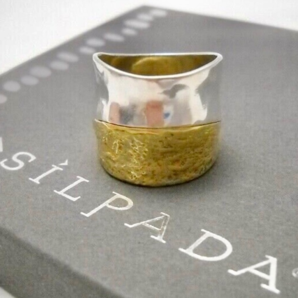 Silpada Vintage .925 Sterling Silver & Brass Beautiful Rain or Shine Ring